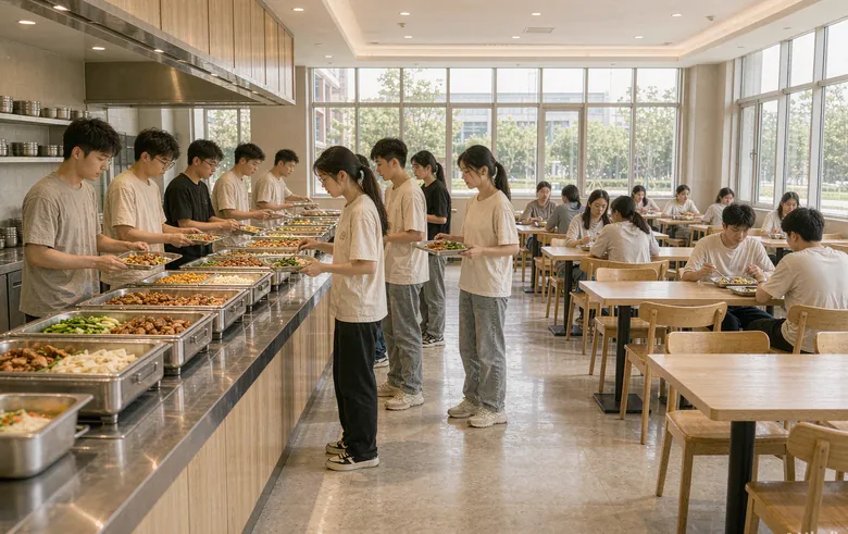 高校食堂就餐区实景